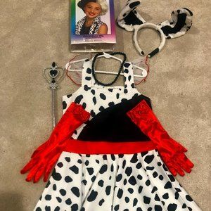 Cruella de Vil ... Youth Halloween Costume w/ wig Size 7/8